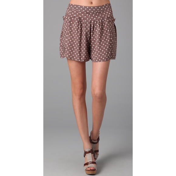 Free People • Brown & Cream Polka Dot Skort Shorts - Picture 5 of 8